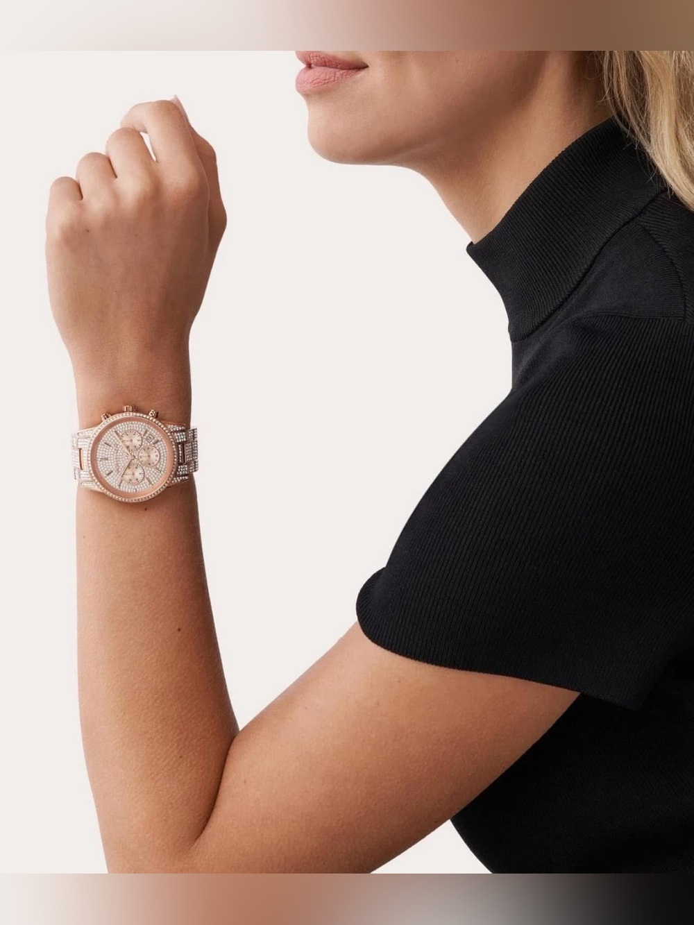MK6748 - Michael Kors Women’s Ritz Pave Rose Gold-Tone Watch